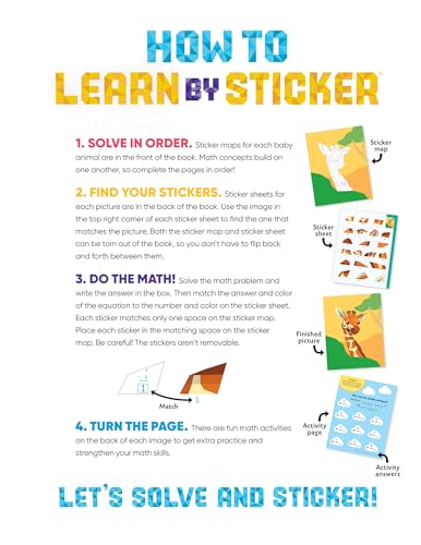 Learn by Sticker: Addition and Subtraction: Use Math to Create 10 Baby Animals!