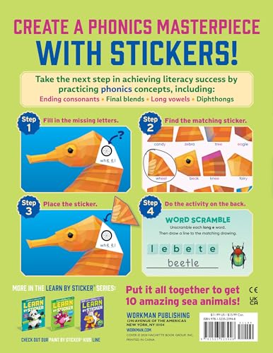Learn by Sticker: More Phonics: Use Phonics to Create 10 Sea Animals!