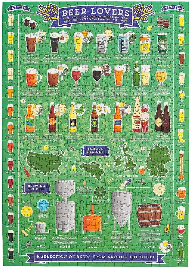 Beer Lover's 500 Piece Jigsaw Puzzle, Green