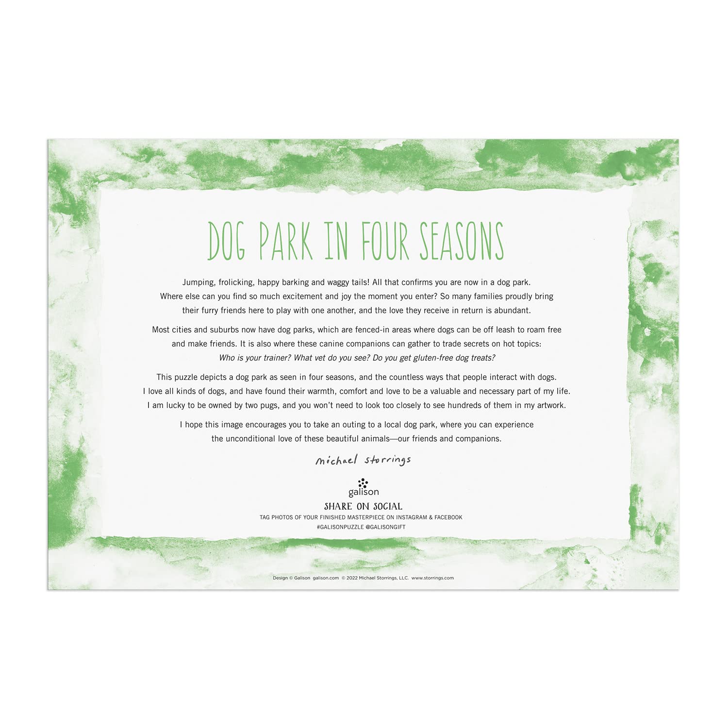 Michael Storrings Dog Park in Four Seasons 1000 Piece Puzzle