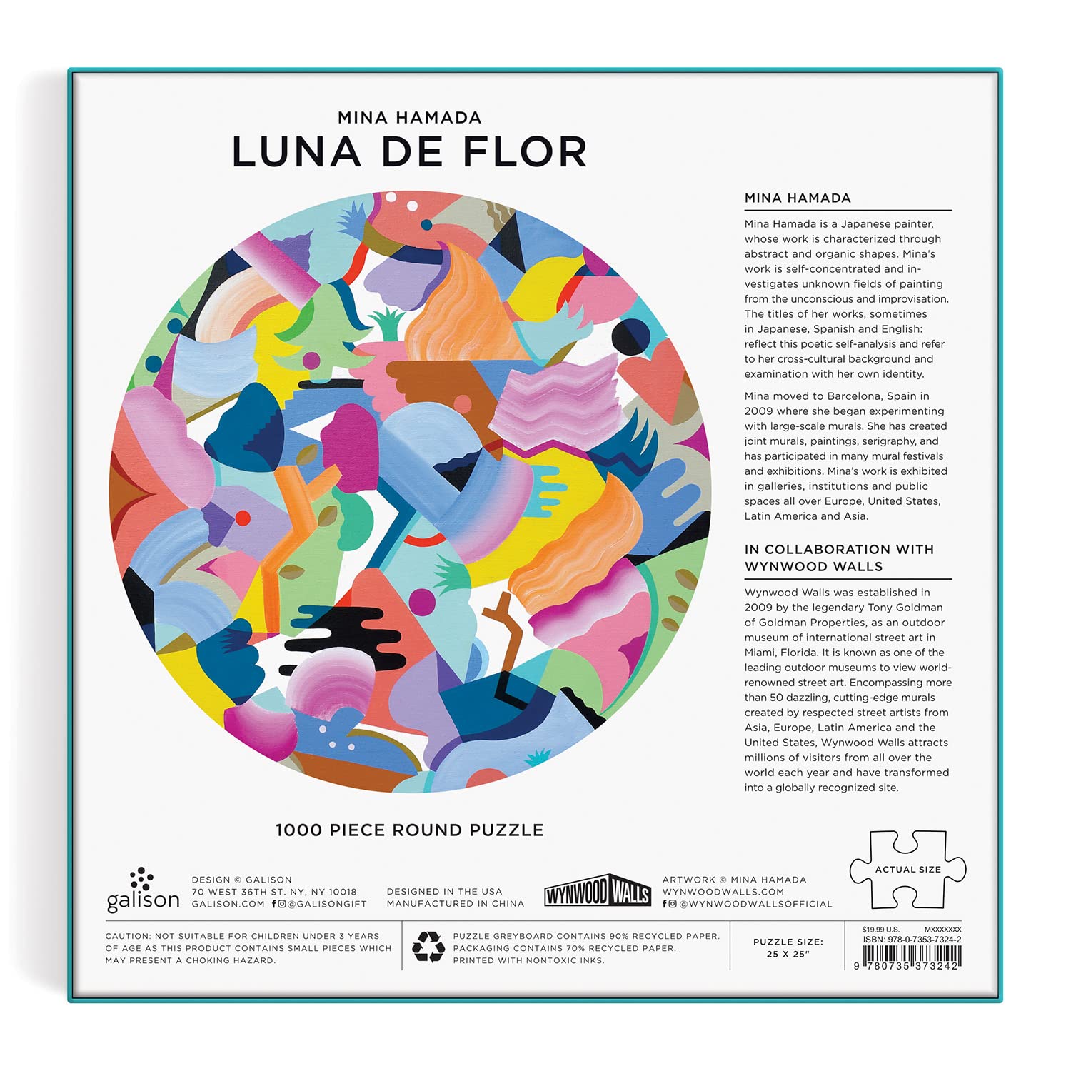 Mina Hamada Luna de Flor Round Jigsaw Puzzle, Vibrant Colors