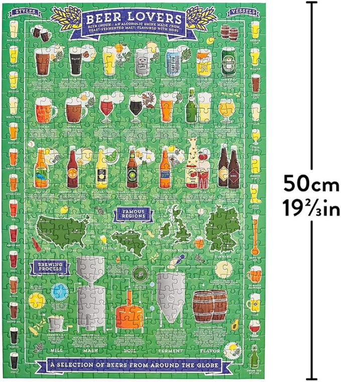 Beer Lover's 500 Piece Jigsaw Puzzle, Green