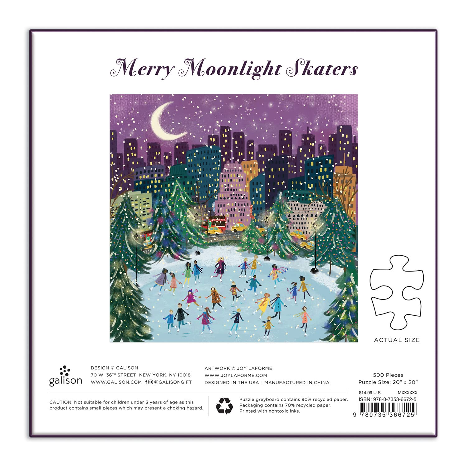 Merry Moonlight Skaters 500 Piece Foil Puzzle