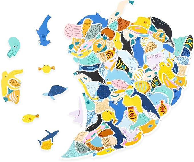 299 Fish and a Diver Puzzle: An Aquatic Cluster Puzzle: 300 Pieces