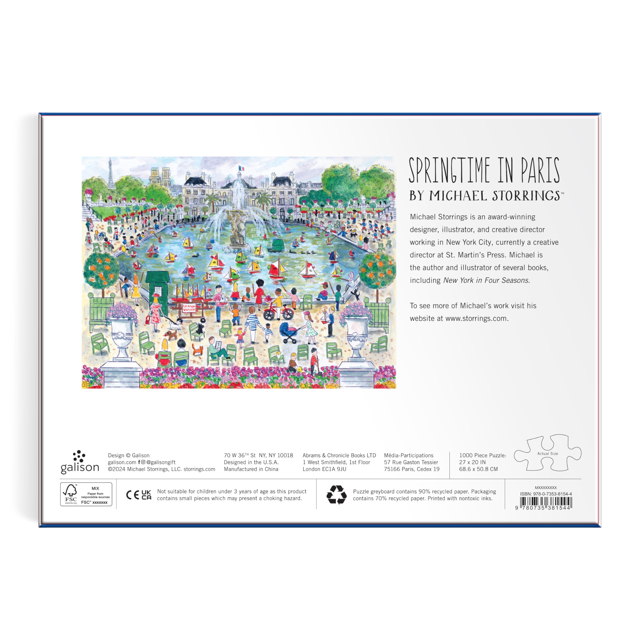 Springtime In Paris – 1000 Piece Michael Storrings Puzzle Featuring The Ornamental Grand Bassin Pond In The Spring, Floral Shades