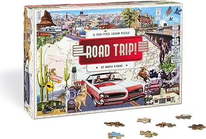 Road Trip!: A 1000-Piece Jigsaw Puzzle, Grey, Black, Green, Brown