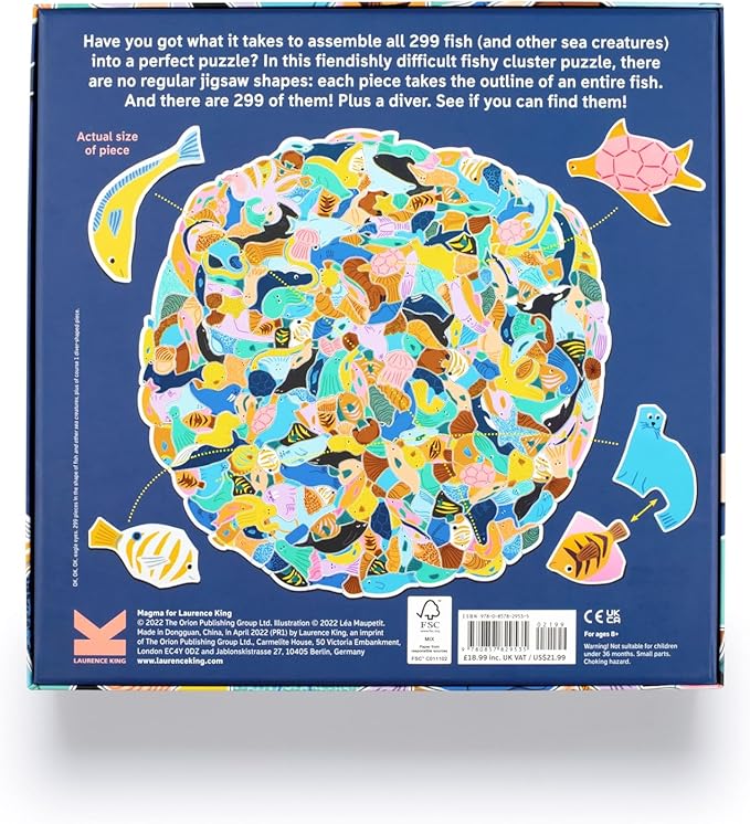 299 Fish and a Diver Puzzle: An Aquatic Cluster Puzzle: 300 Pieces