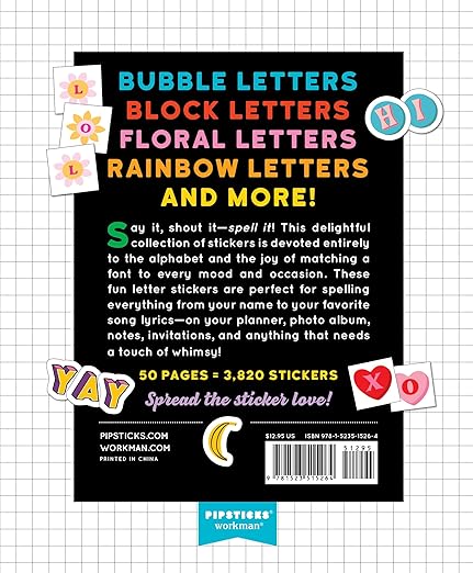 So. Many. Letter Stickers.: 3,820 Alphabet Stickers for Word Nerds (Pipsticks+workman)