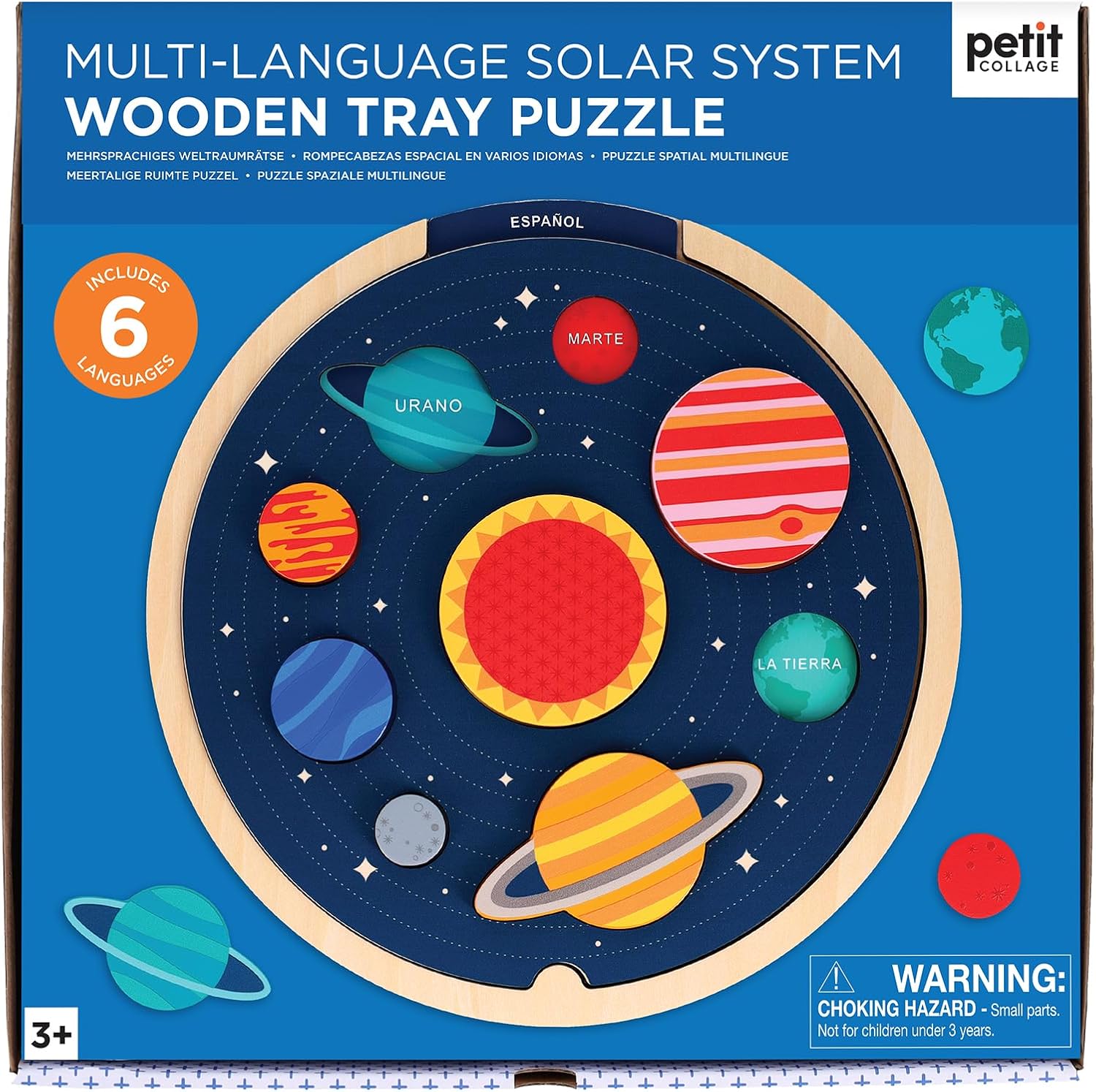Multi-Language Solar System Wooden Tray Puzzle