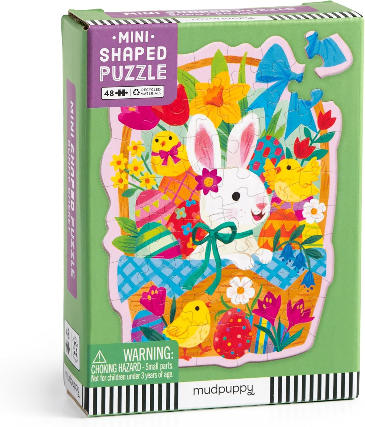 Mudpuppy Bunny Basket – 48 Piece Mini Puzzle with Colorful and Fun Illustrations of A Cute Bunny In A Basket
