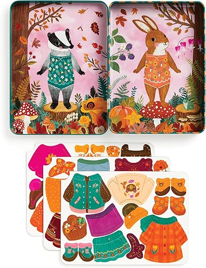 Mudpuppy Folklore Forest – Magnetic Dress Up Game with Illustrated Forest Scenes Including 2 Forest Characters and Over 40 Mix and Match Magnets Perfect For Travel