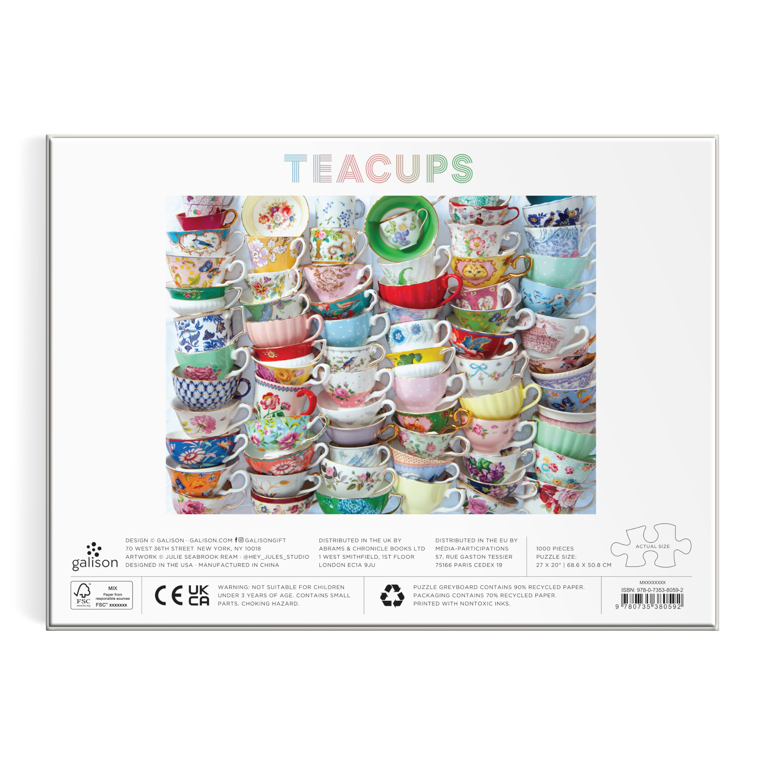 Teacups 1000 Piece Puzzle Featuring A Regency Core Mix Of Vibrant Teacups
