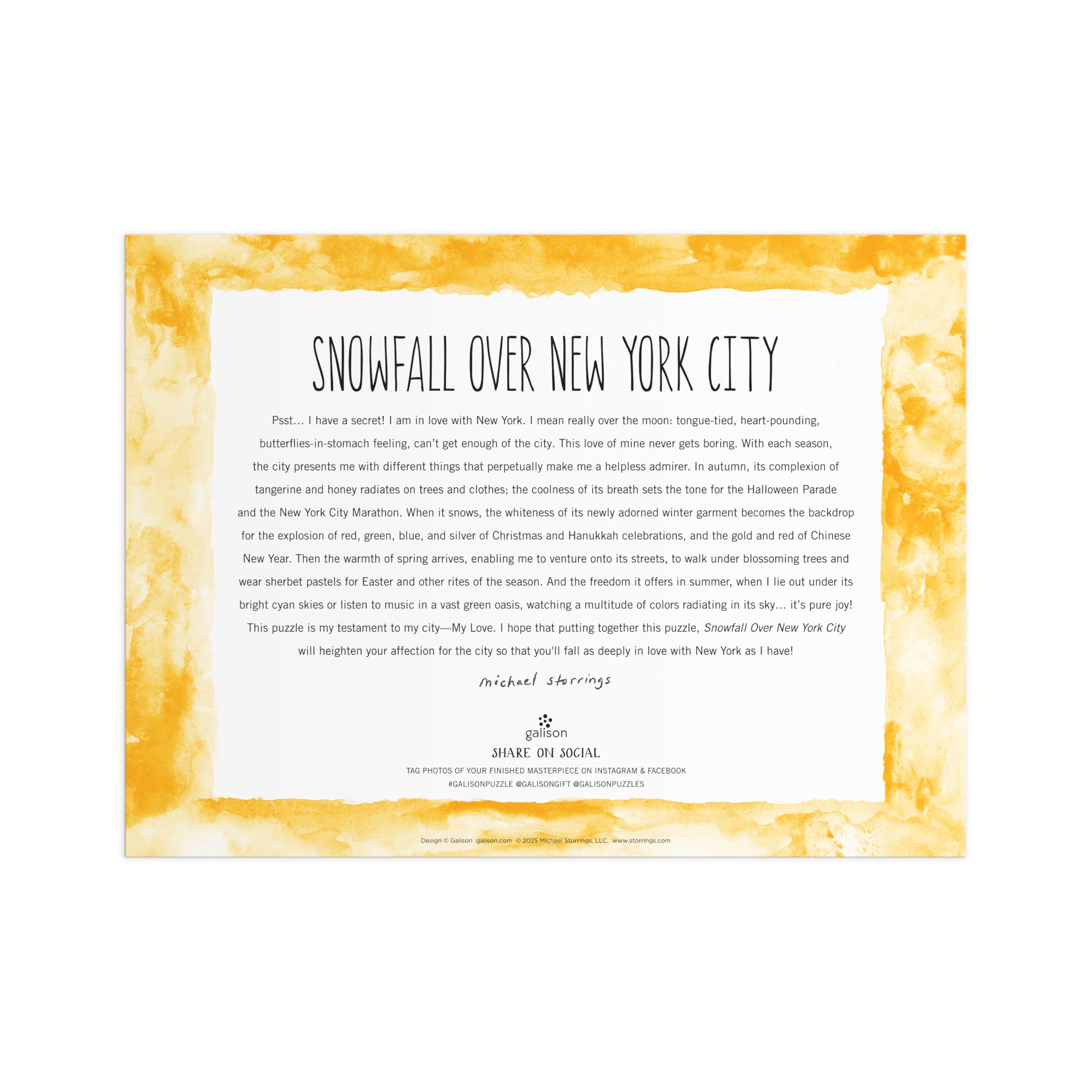 Snowfall Over New York City 1000 Piece Puzzle