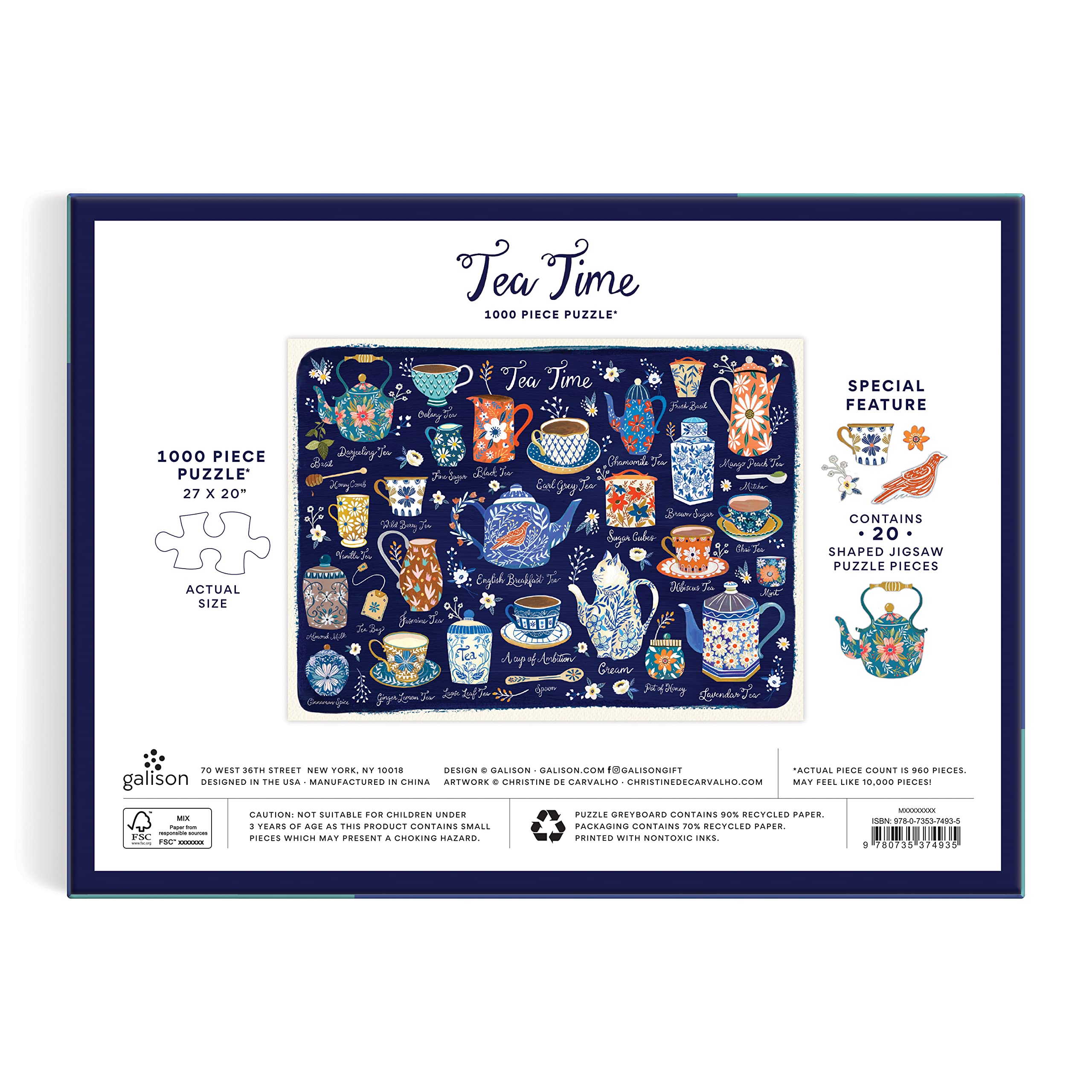 Tea Time 1000 Piece Puzzle With Shaped Pieces