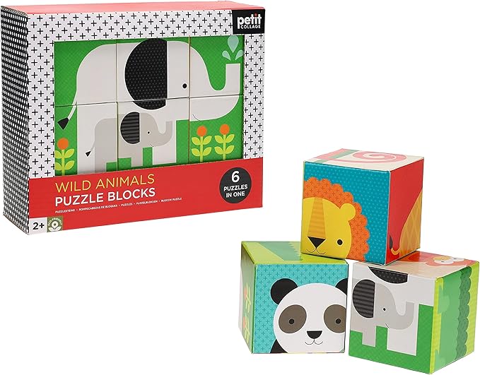 Petit Collage Wild Animals Puzzle Blocks