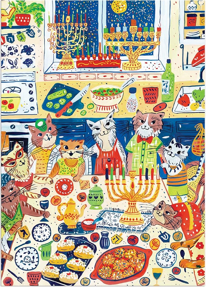 Happy Hanukcats Greeting Card Square Puzzle