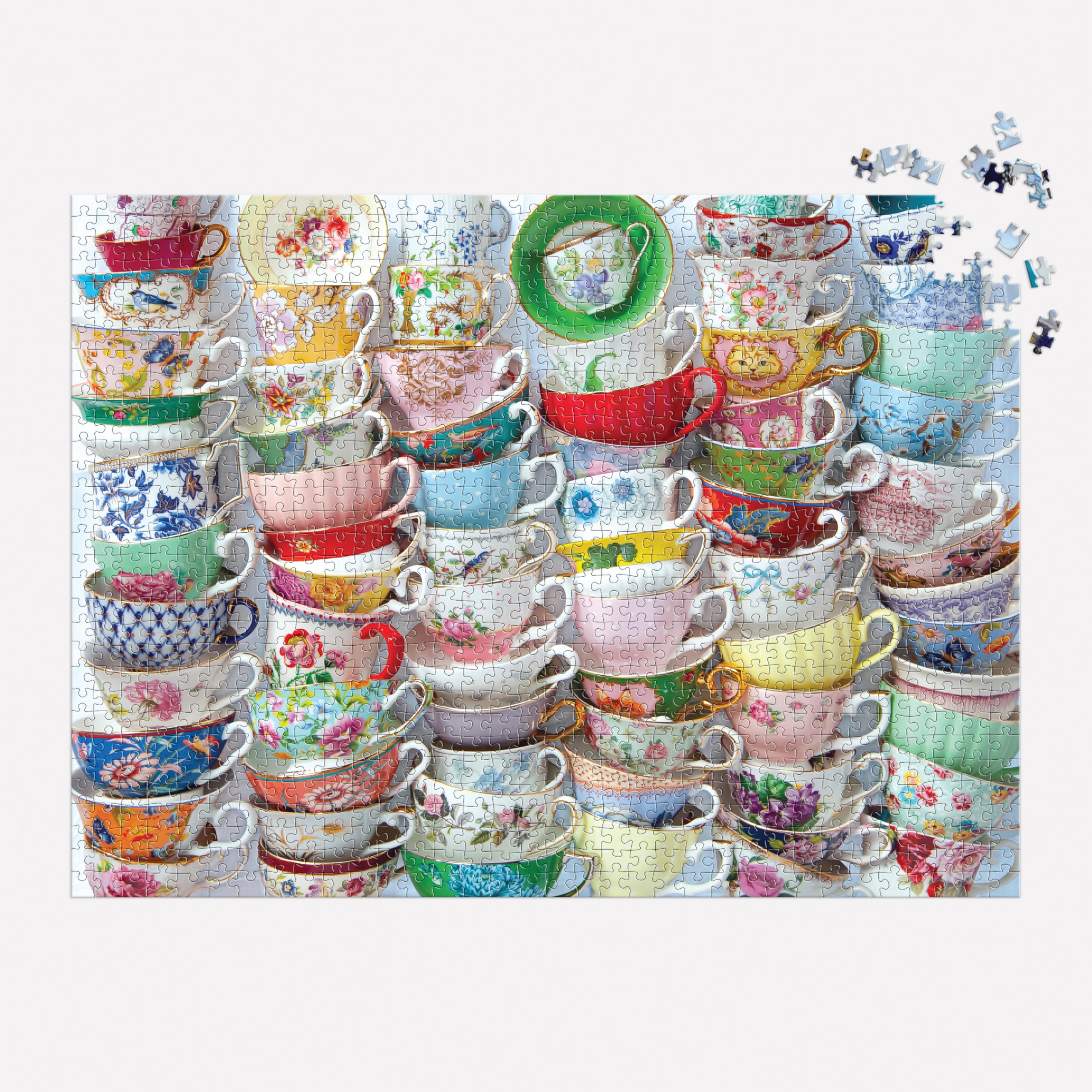 Teacups 1000 Piece Puzzle Featuring A Regency Core Mix Of Vibrant Teacups