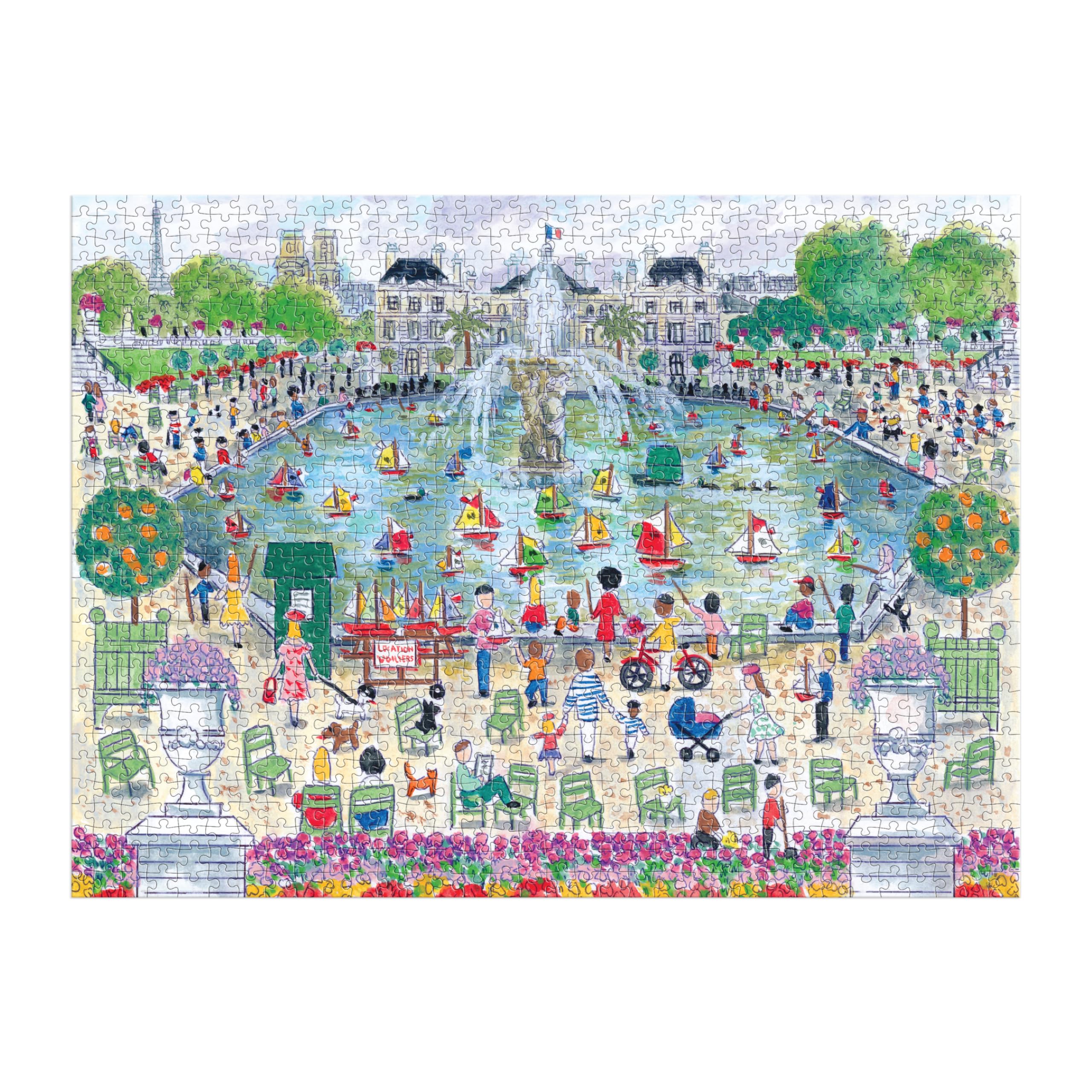 Springtime In Paris – 1000 Piece Michael Storrings Puzzle Featuring The Ornamental Grand Bassin Pond In The Spring, Floral Shades