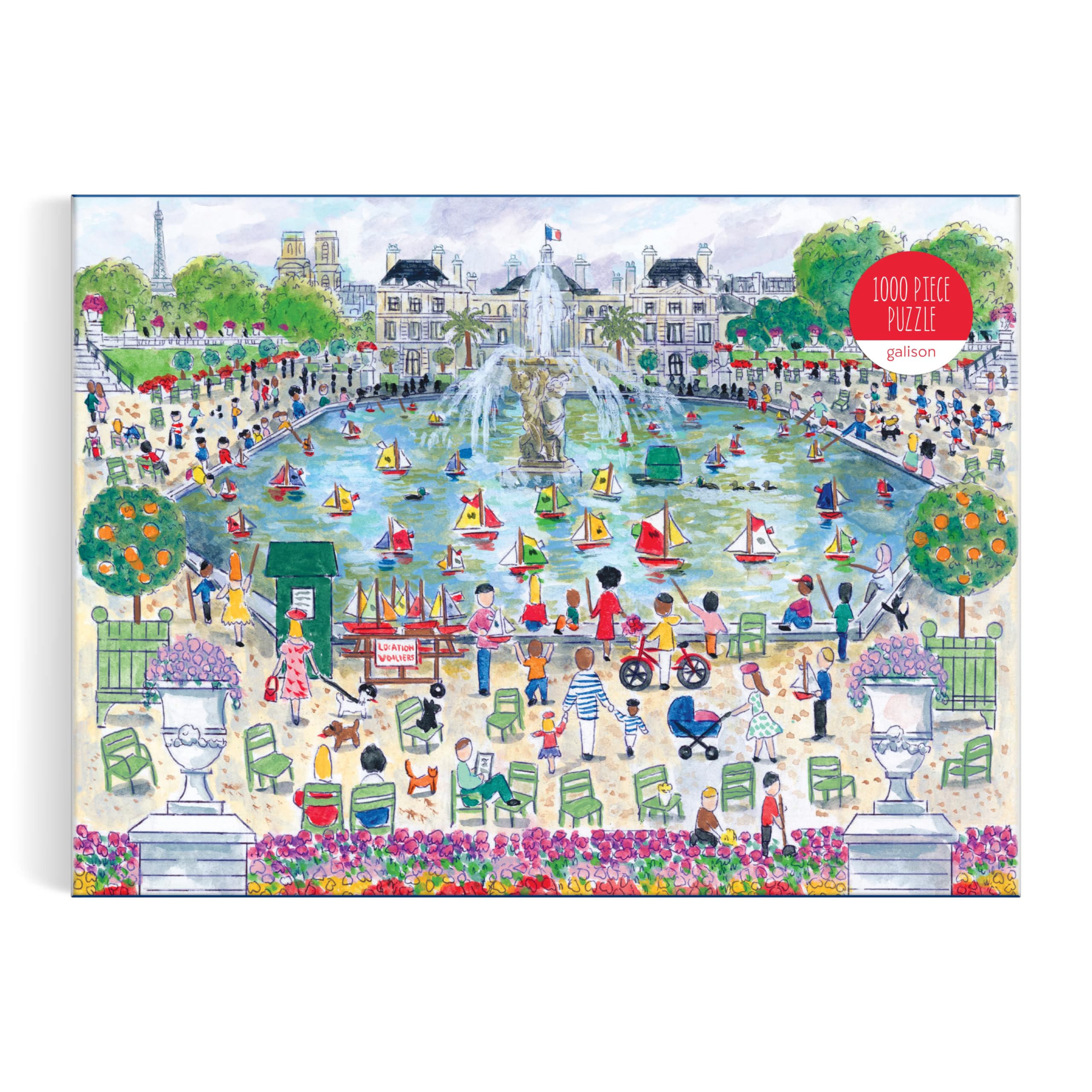 Springtime In Paris – 1000 Piece Michael Storrings Puzzle Featuring The Ornamental Grand Bassin Pond In The Spring, Floral Shades