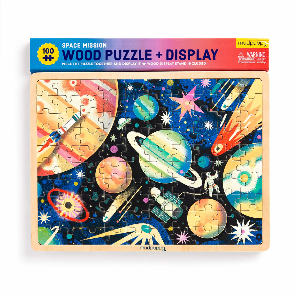 Space Mission 100 Piece Wood Puzzle + Display