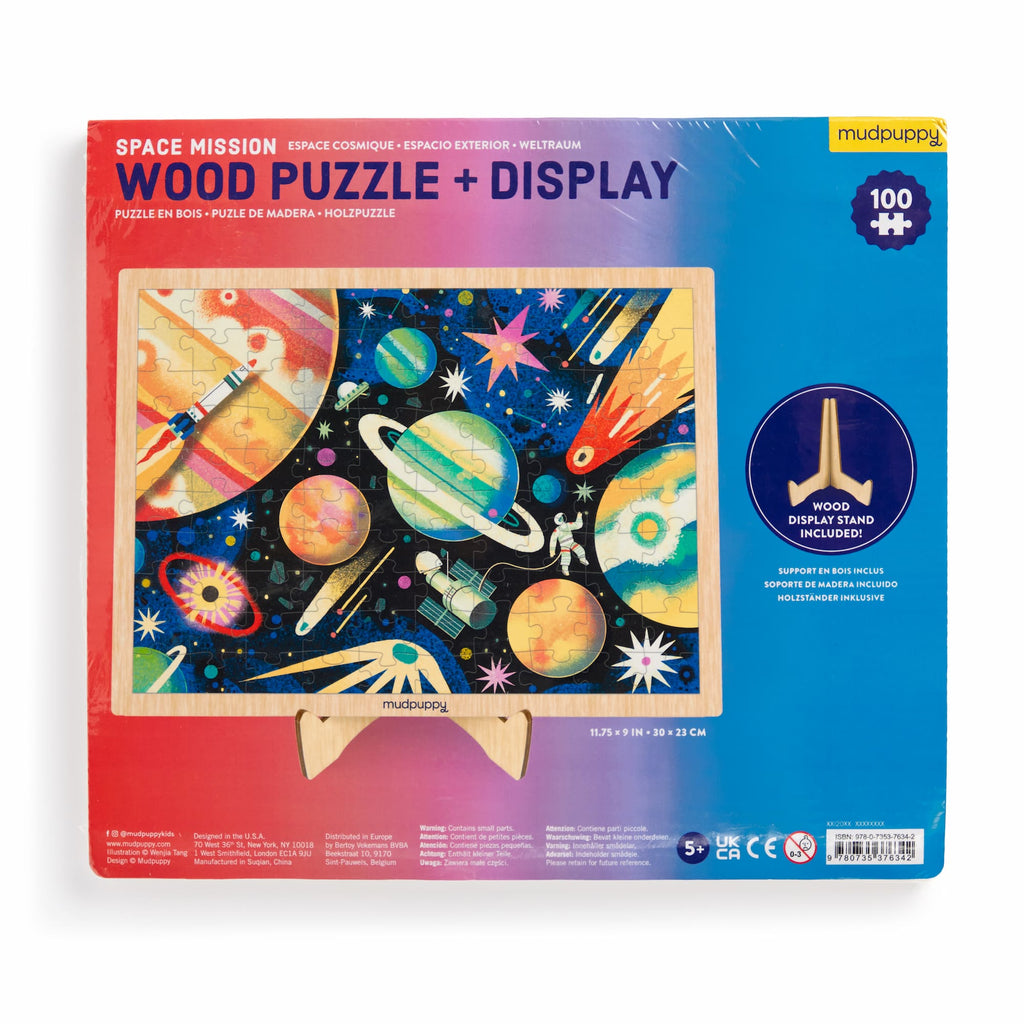 Space Mission 100 Piece Wood Puzzle + Display