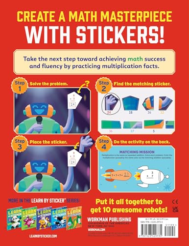 Learn by Sticker: Multiplication: Use Math to Create 10 Awesome Robots!