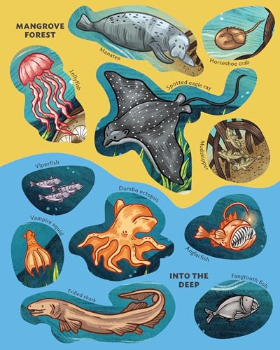 Creatures of the Ocean Sticker Poster