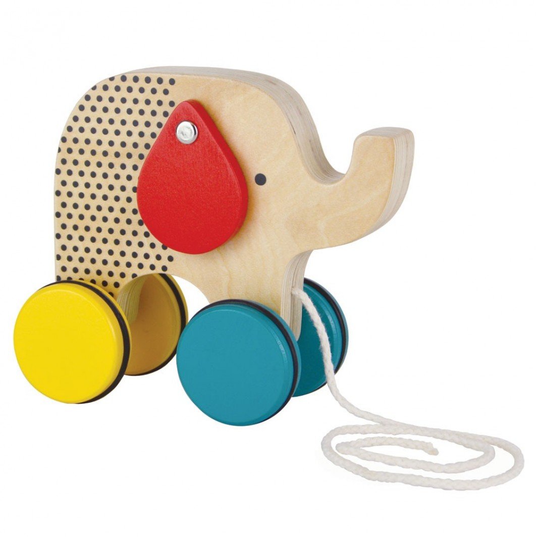 Jumping Jumbo Elephant Wood Pull Toy Petit Collage