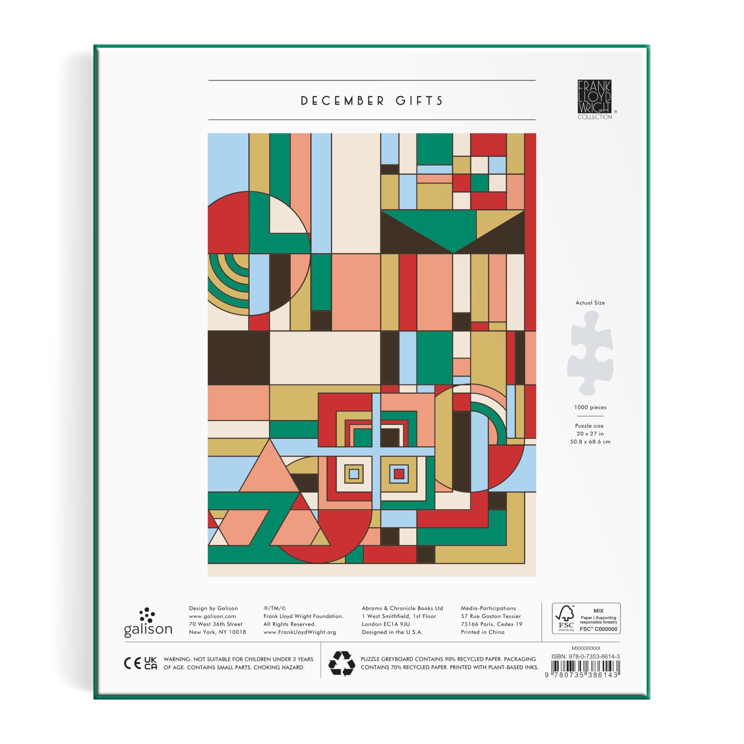 Frank Lloyd Wright December Gifts 1000 Piece Foil Puzzle