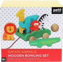 Safari Animals Wooden Bowling Set