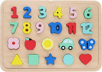 Multi-Language Numbers + Shapes + Colors Wooden Tray Puzzle