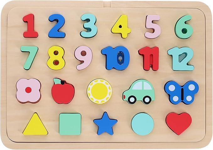 Multi-Language Numbers + Shapes + Colors Wooden Tray Puzzle