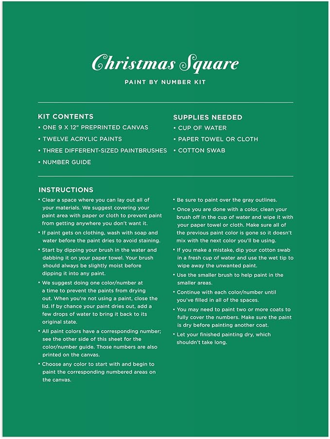 Joy Laforme Christmas Square – DIY Paint by Number Kit