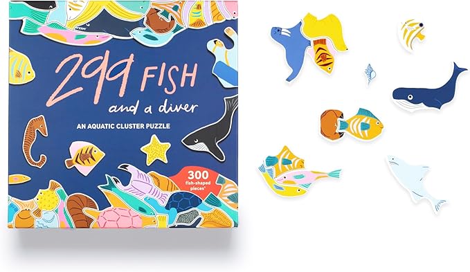 299 Fish and a Diver Puzzle: An Aquatic Cluster Puzzle: 300 Pieces