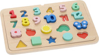 Multi-Language Numbers + Shapes + Colors Wooden Tray Puzzle