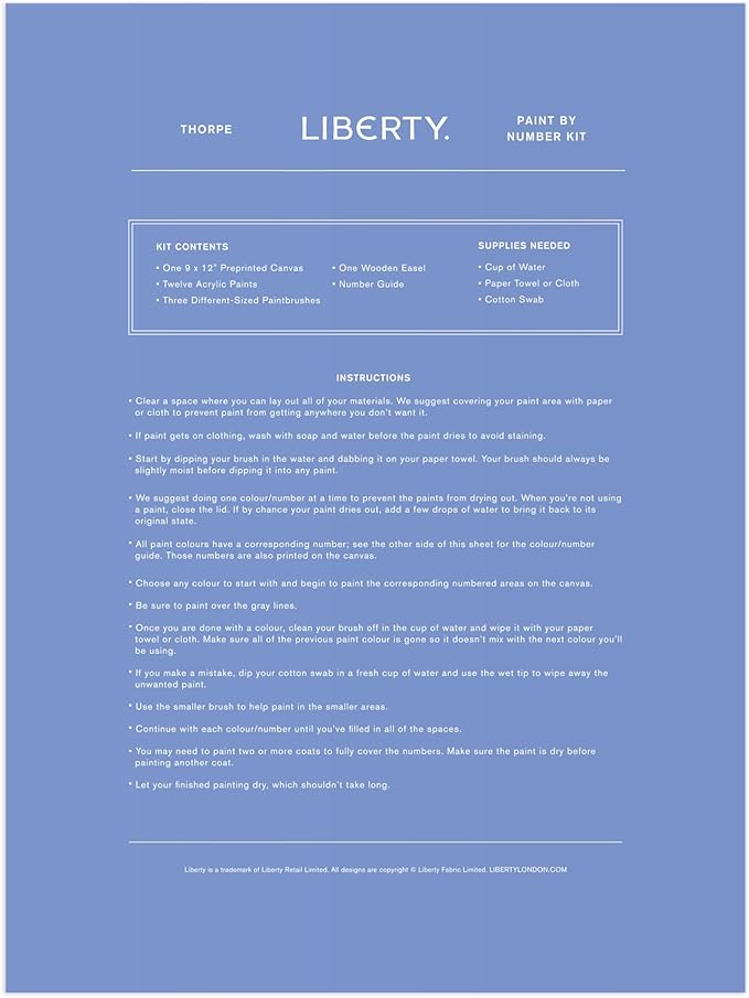 Liberty Thorpe – DIY Paint by Number Kit