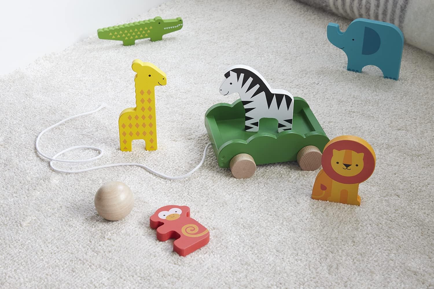 Safari Animals Wooden Bowling Set