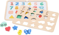 Multi-Language Numbers + Shapes + Colors Wooden Tray Puzzle