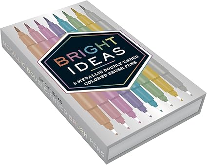 Bright Ideas Metallic Double-Ended Colored Brush Pens: 8 Colored Pens