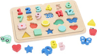 Multi-Language Numbers + Shapes + Colors Wooden Tray Puzzle