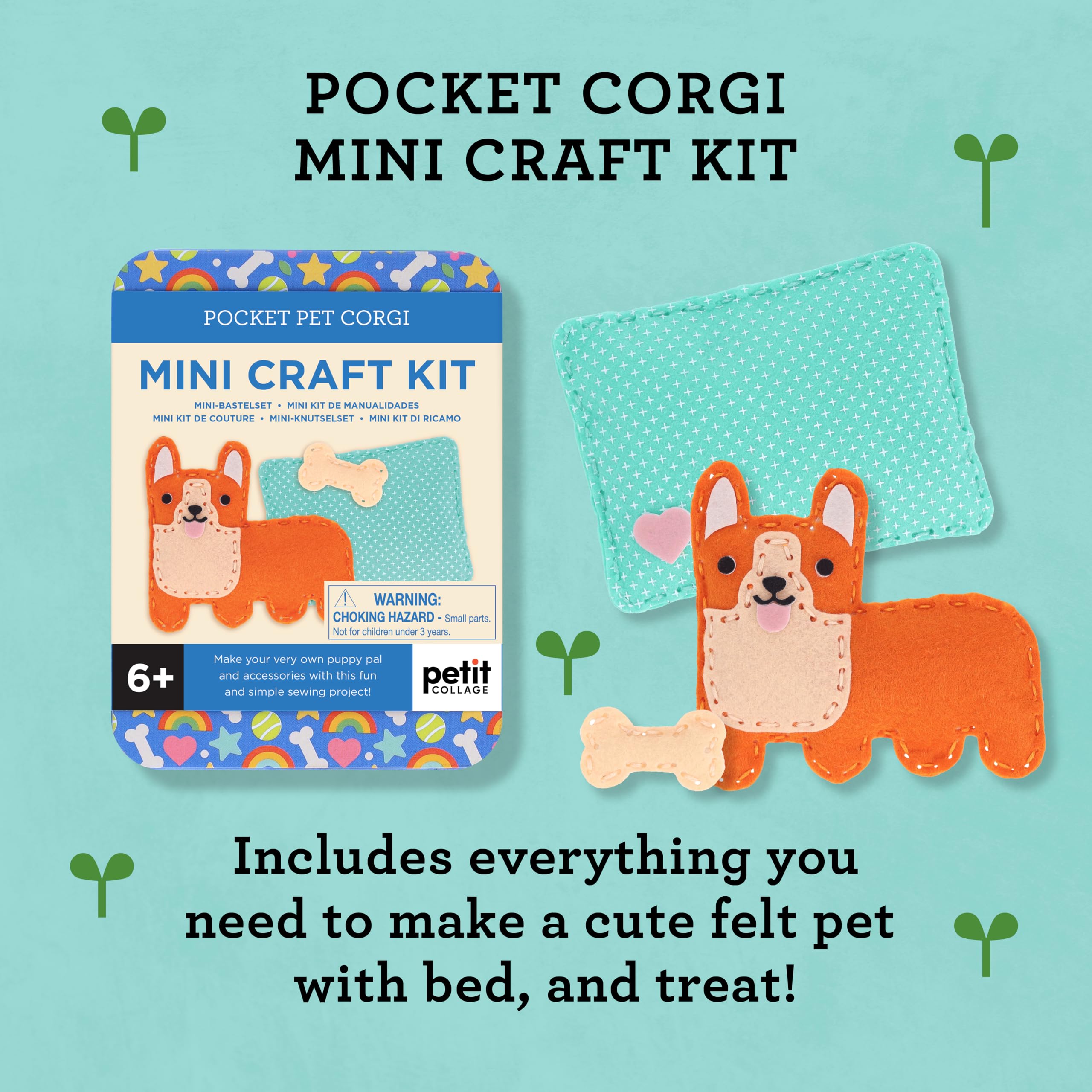 Mini Craft Kit: Pocket Pet Corgi Dog - Portable Felt Sewing Kit