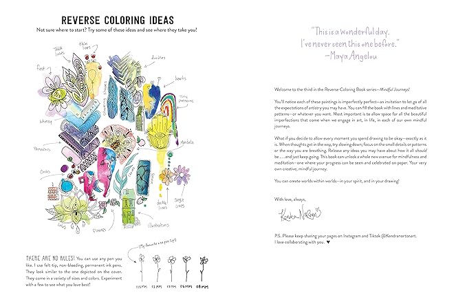 Reverse Coloring Book: Mindful Journeys