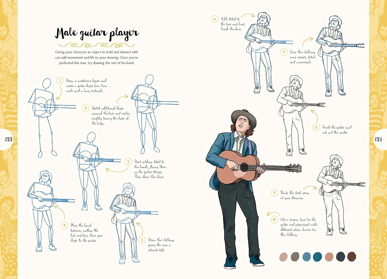 10 Step Drawing: People: Draw 30 people in 10 easy steps