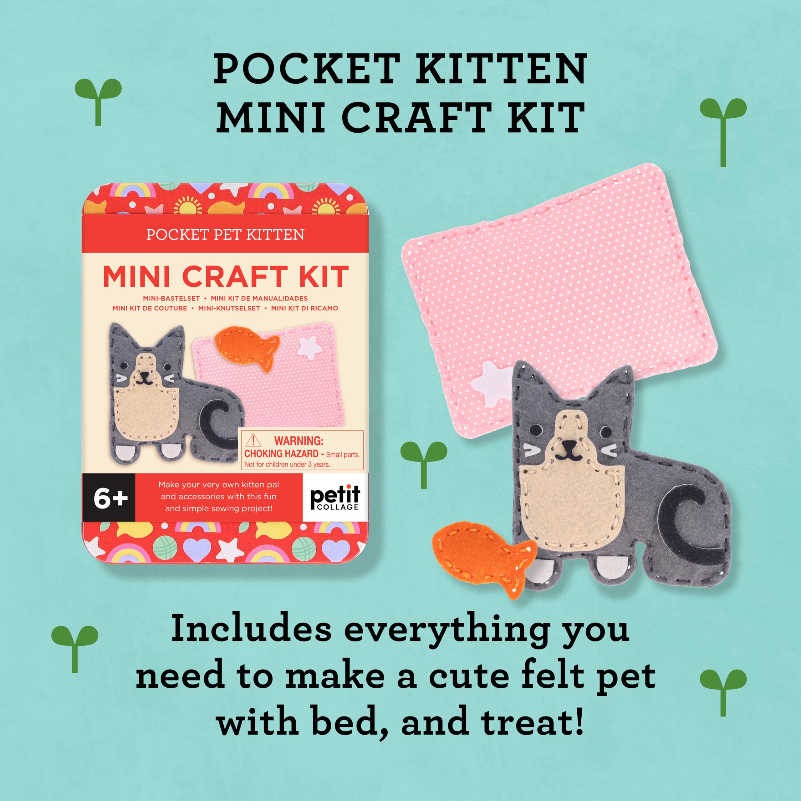 Mini Craft Kit: Pocket Pet Kitten - Portable Felt Sewing Kit
