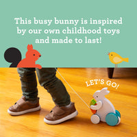 Busy Bunny Wooden Pull Toy - Pull The String and The Bunny Will Follow