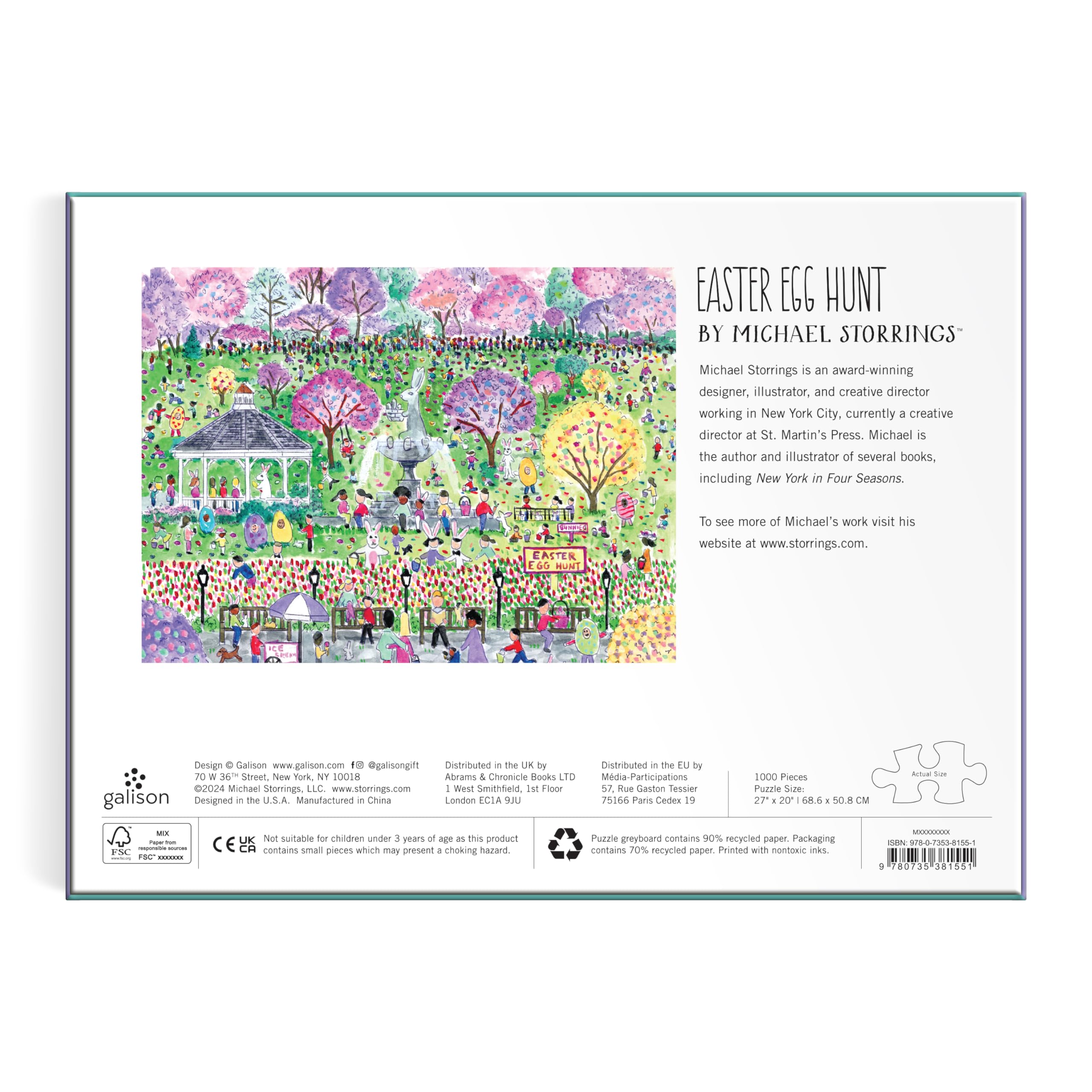 Easter Egg Hunt – 1000 Piece Michael Storrings Puzzle Featuring The Spirit Of Easter Festivities At A Whimsical Park, [Various]