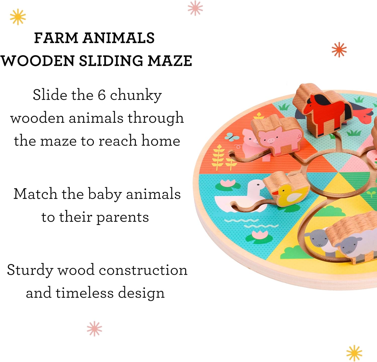Farm Animals Wooden Sliding Maze