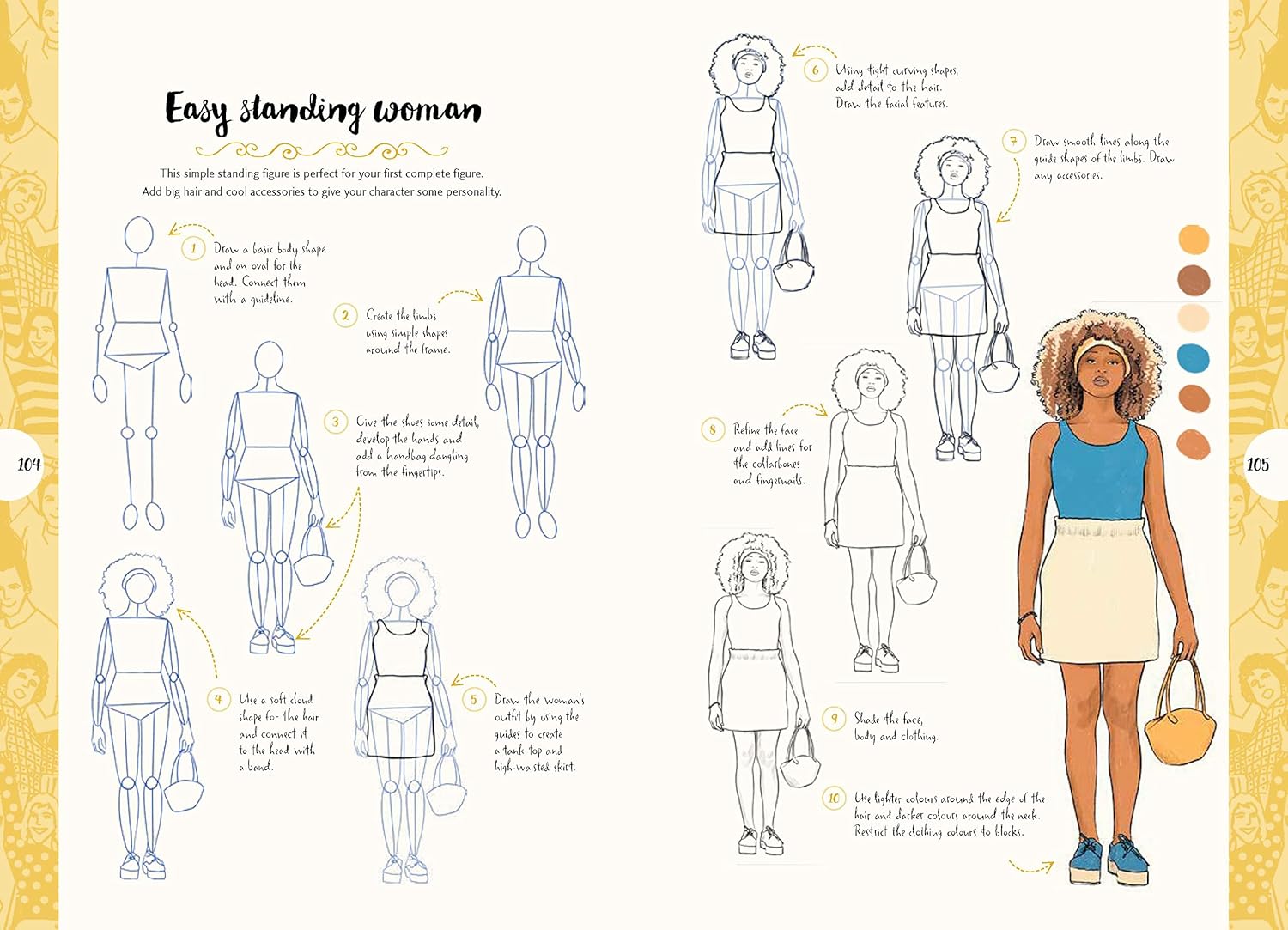 10 Step Drawing: People: Draw 30 people in 10 easy steps
