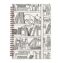 Cat on Bookshelf Wire-O Journal