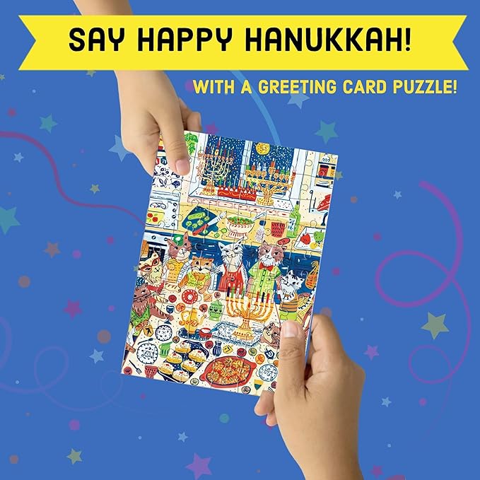 Happy Hanukcats Greeting Card Square Puzzle